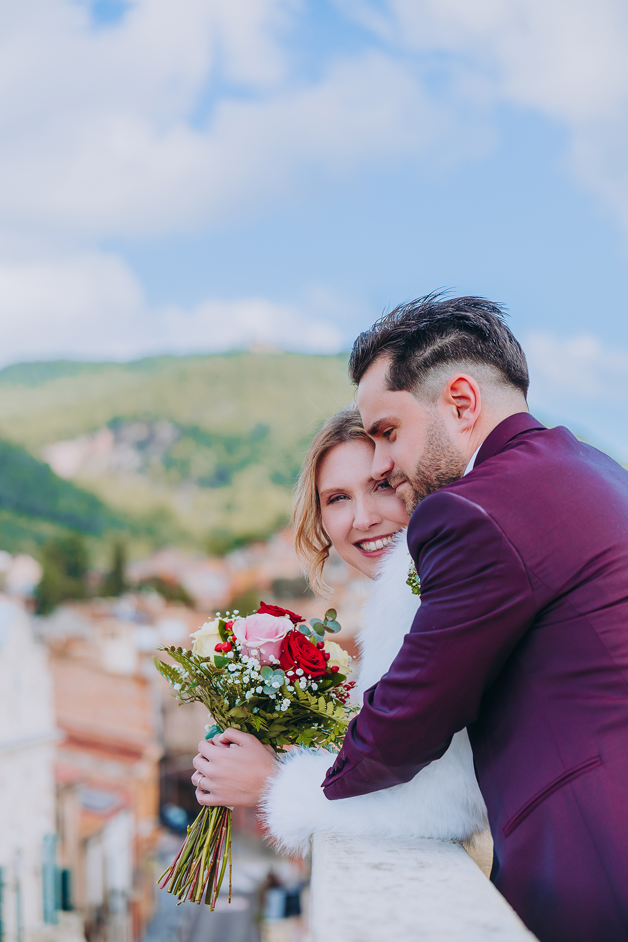 boda novia sonrisa paisaje